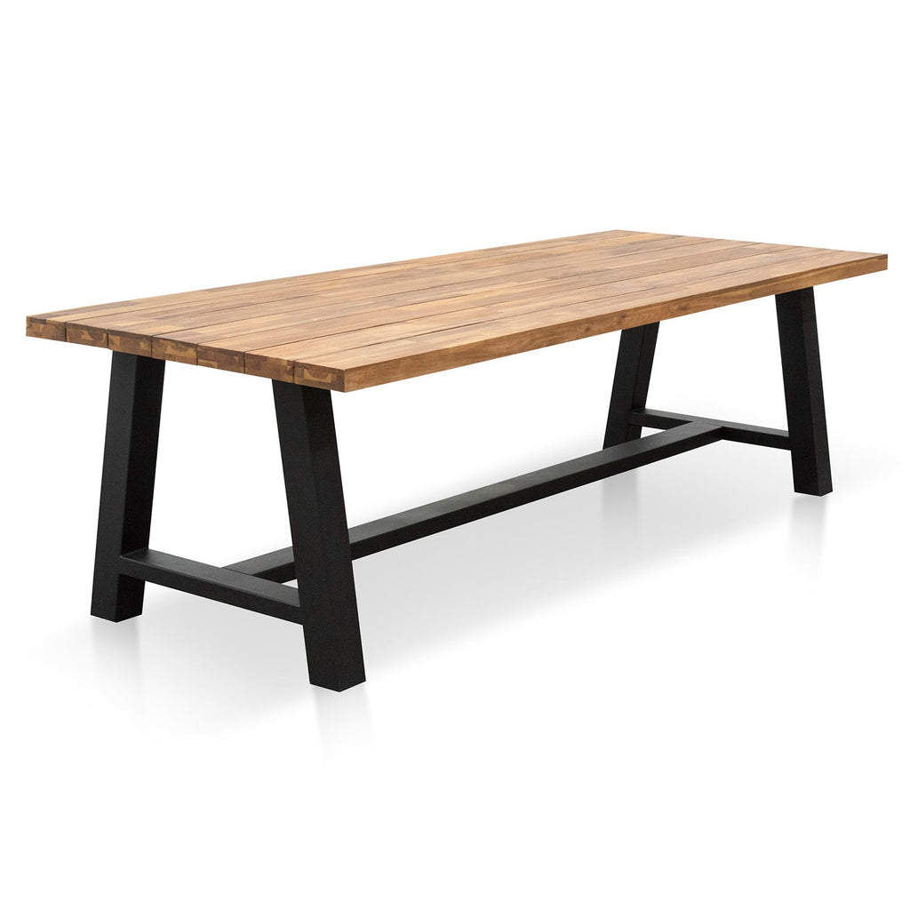 Outdoor Siena Dining Table - Natural Top and Black Base