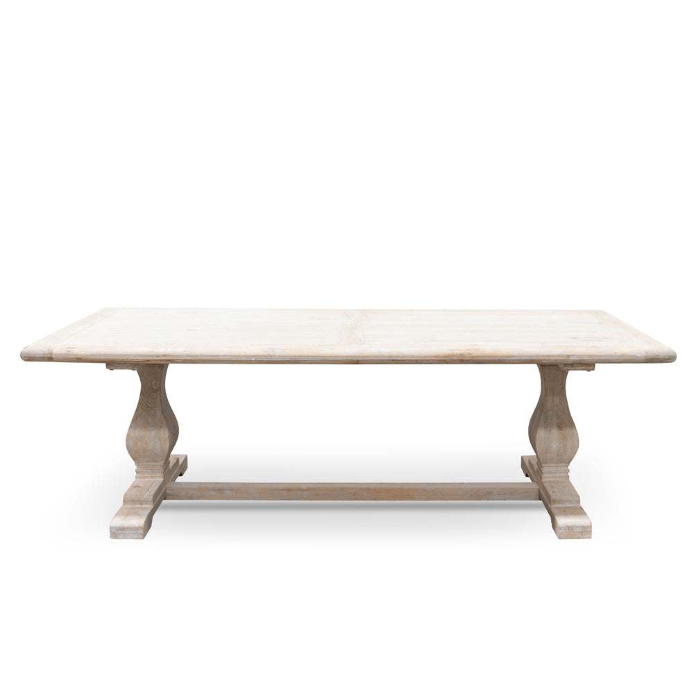 Siena Dining Table 2.4m - Rustic White Washed