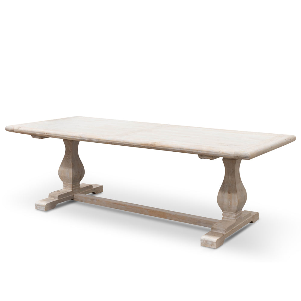 Siena Dining Table 2.4m - Rustic White Washed