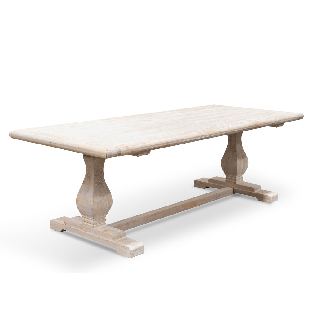 Siena Dining Table 2.4m - Rustic White Washed