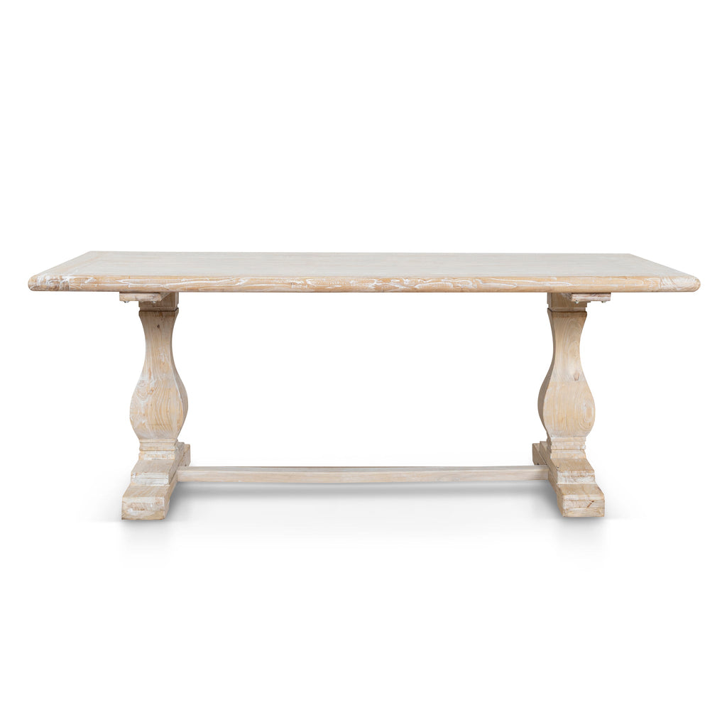 198cm Siena Dining Table - Rustic White Washed
