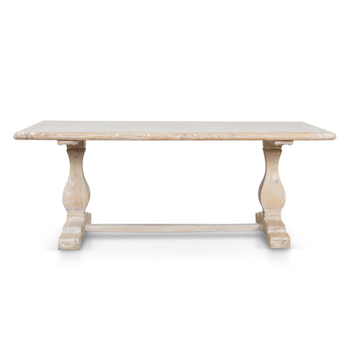 198cm Siena Dining Table - Rustic White Washed