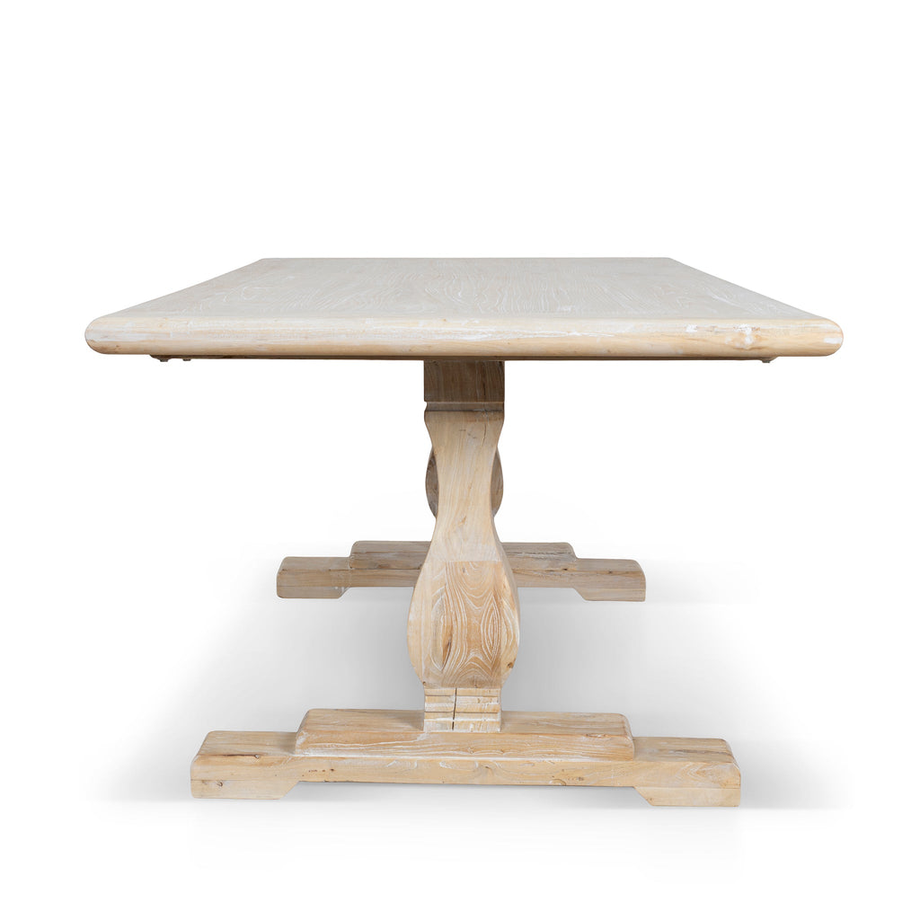 198cm Siena Dining Table - Rustic White Washed