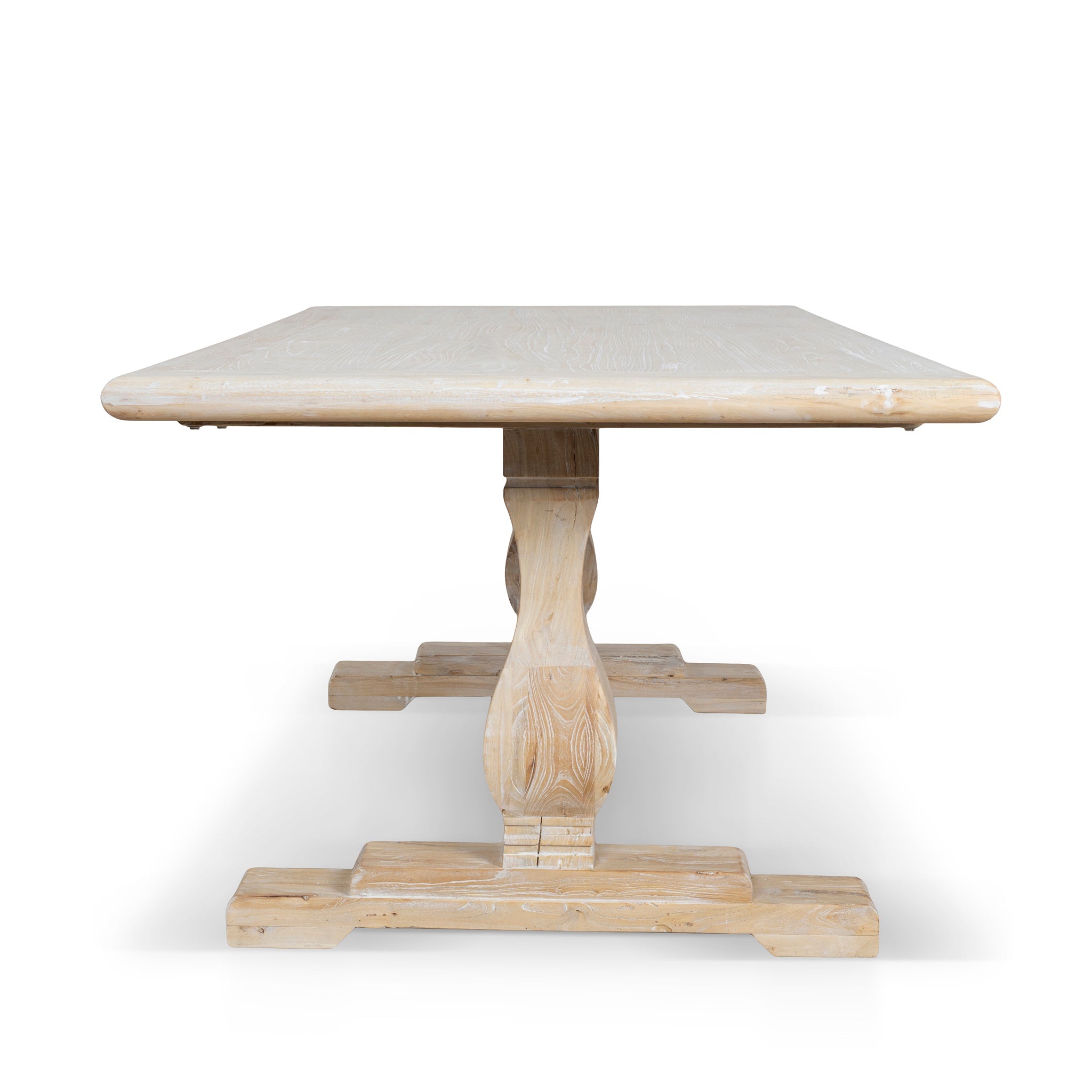 198cm Siena Dining Table - Rustic White Washed