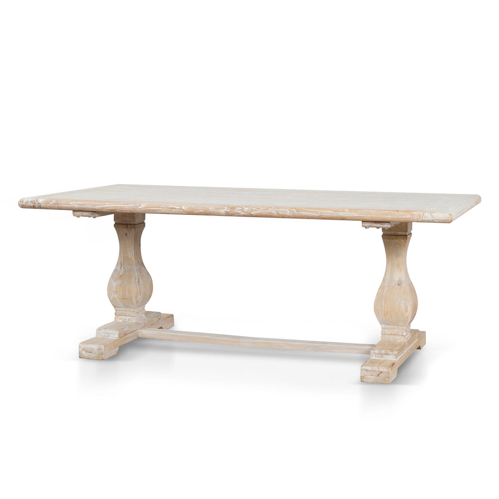 198cm Siena Dining Table - Rustic White Washed