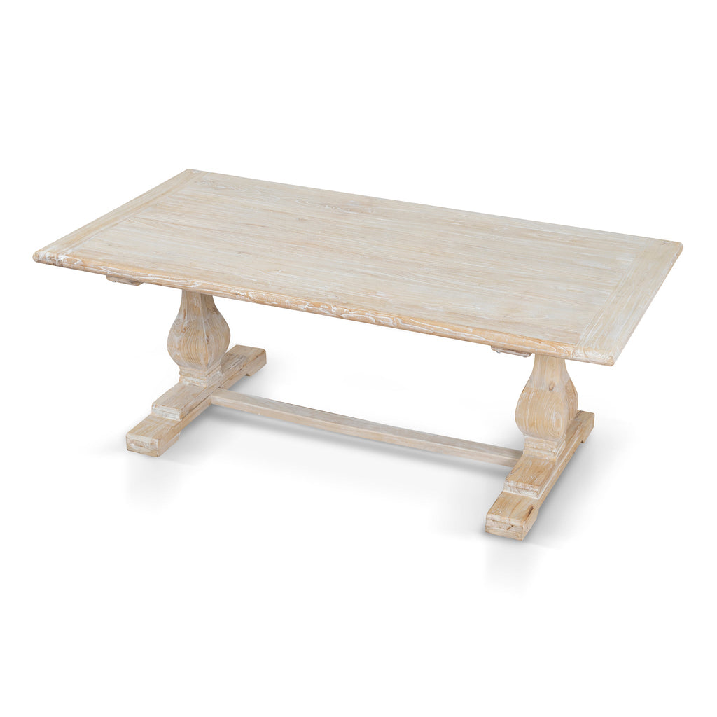 198cm Siena Dining Table - Rustic White Washed