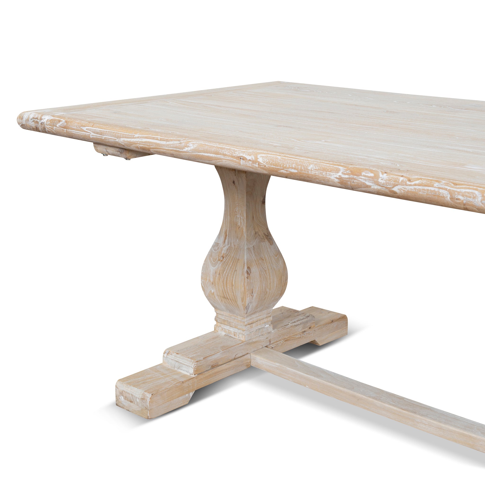 198cm Siena Dining Table - Rustic White Washed