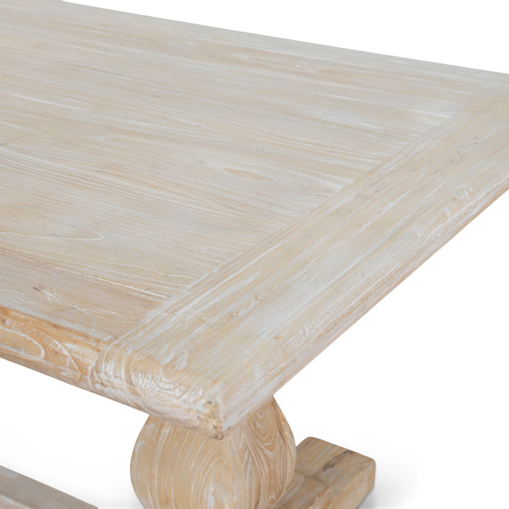 198cm Siena Dining Table - Rustic White Washed