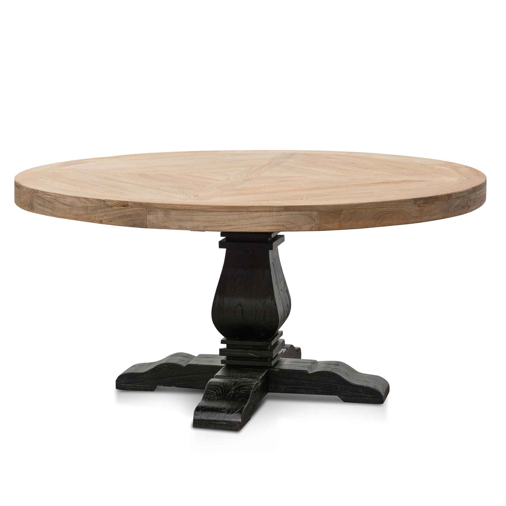 1.6m Round Siena Dining Table - Natural in Black Base