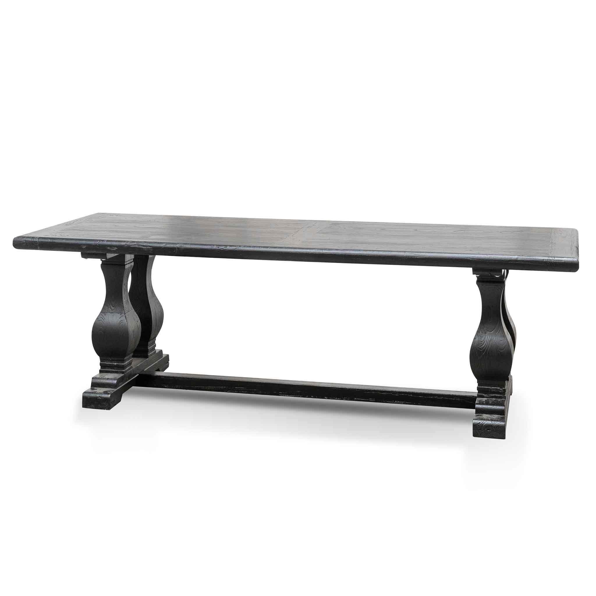 Elm Wood Siena Dining Table 2.4m - Full Black