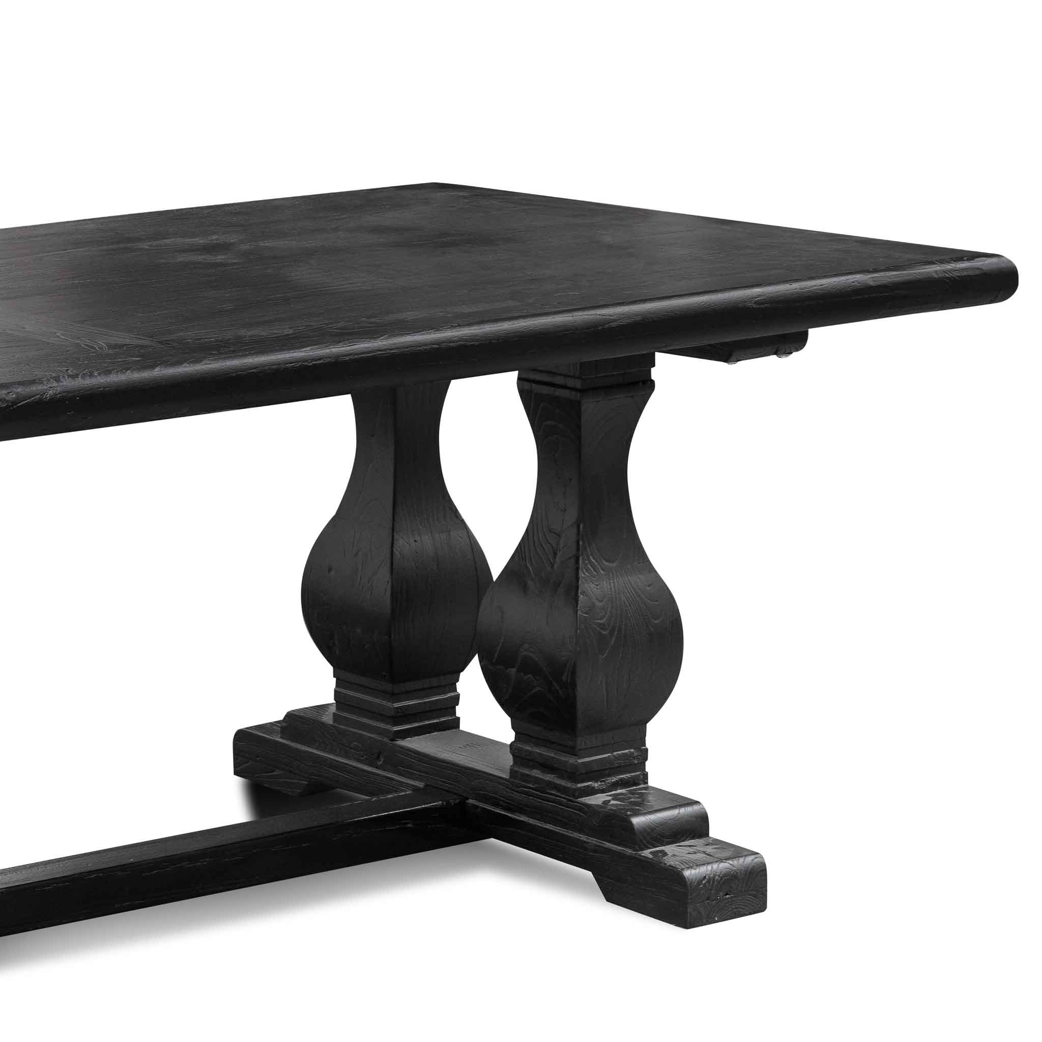 Elm Wood Siena Dining Table 2.4m - Full Black