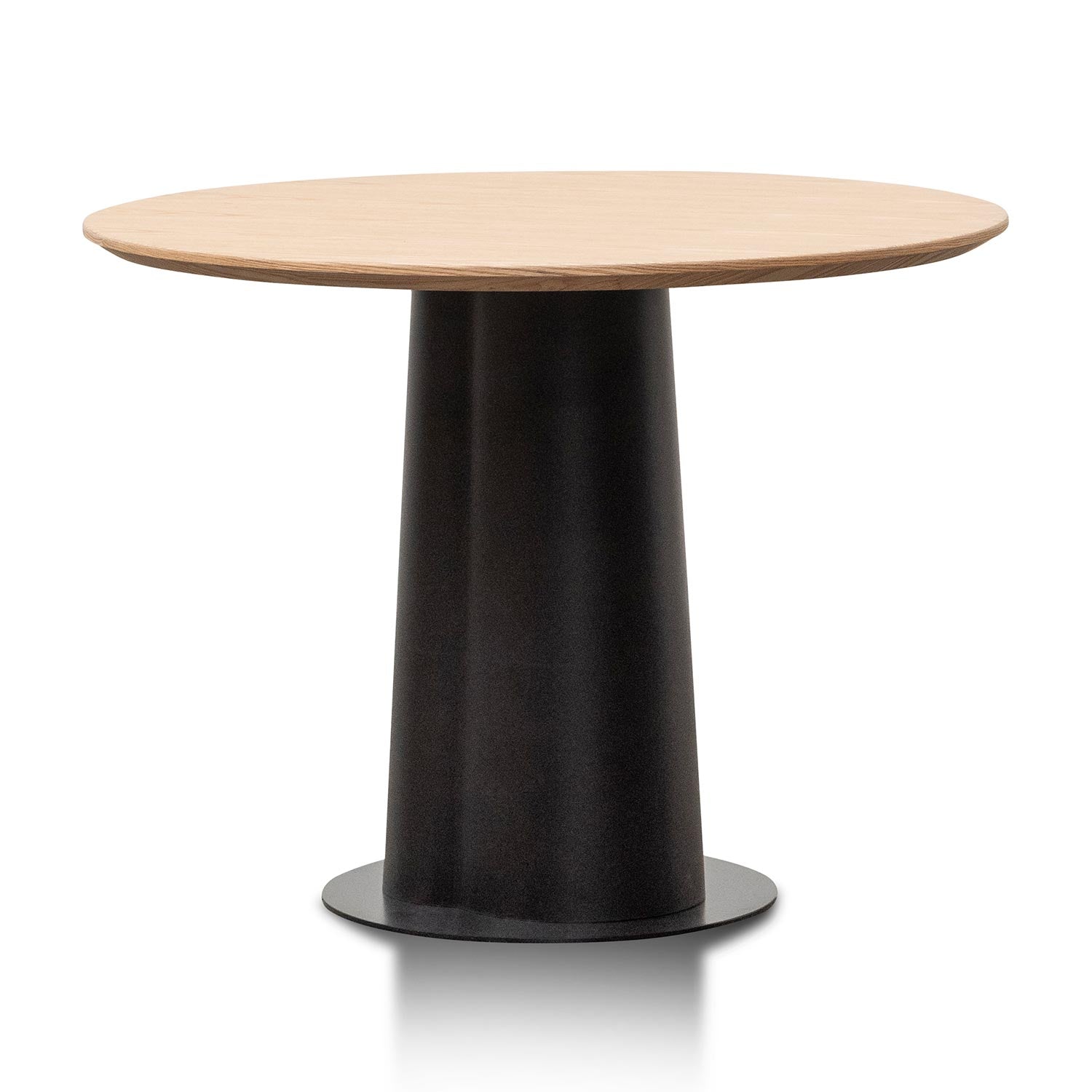 Round Wooden Siena Dining Table - Natural Top and Black Base