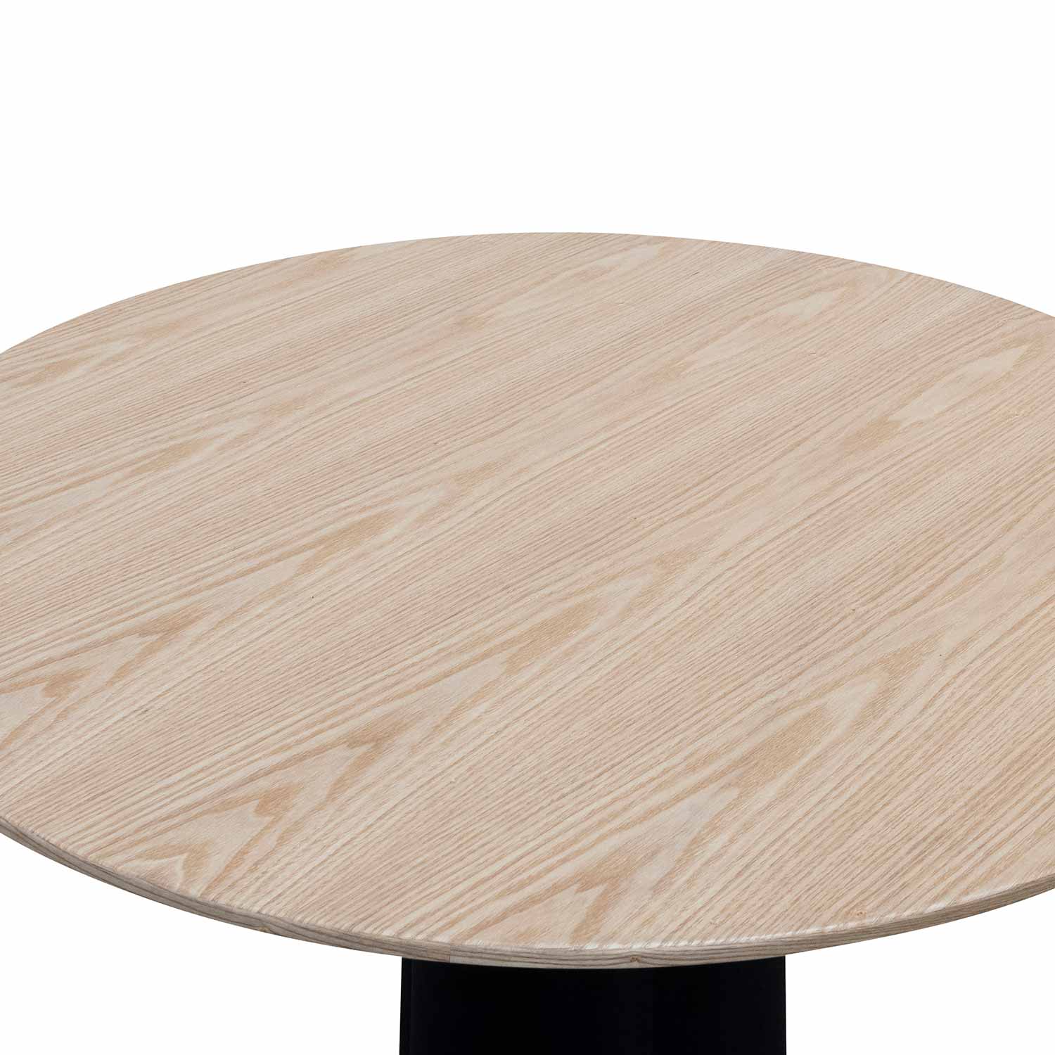 Round Wooden Siena Dining Table - Natural Top and Black Base