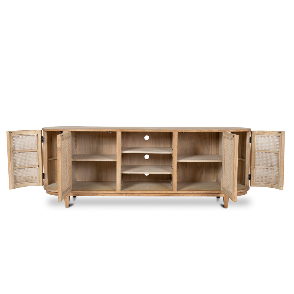 2.1m Sideboard Unit - Natural with Rattan Doors