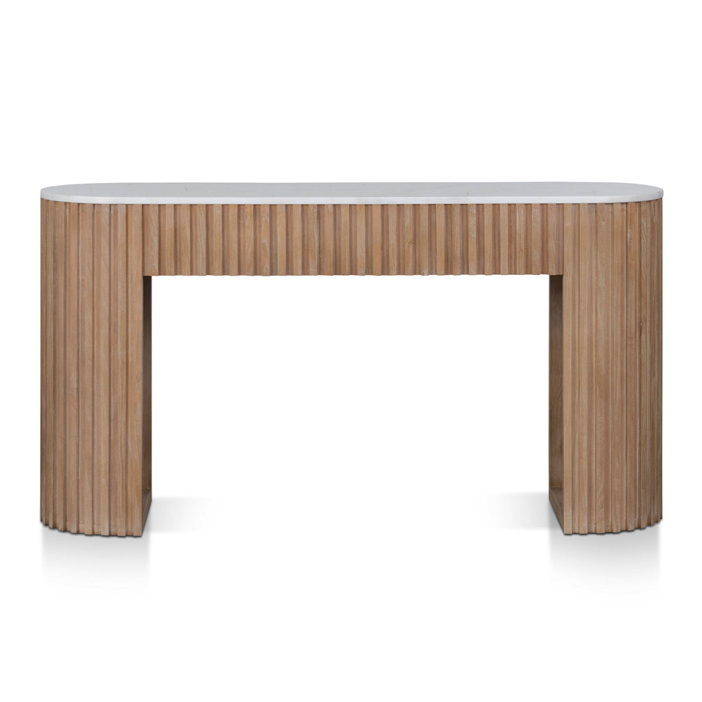 1.6m White Marble Ferrara Console Table - Natural