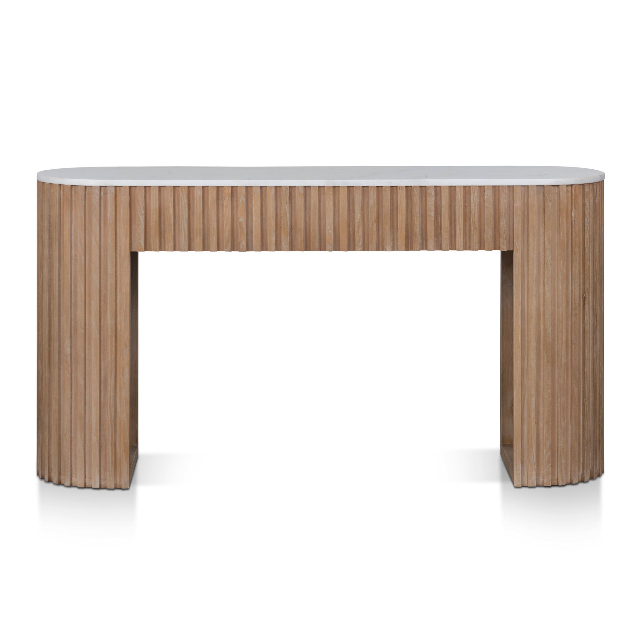 1.6m White Marble Ferrara Console Table - Natural