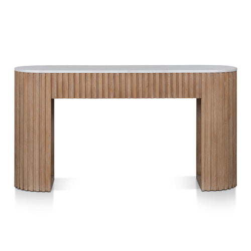 1.6m White Marble Ferrara Console Table - Natural