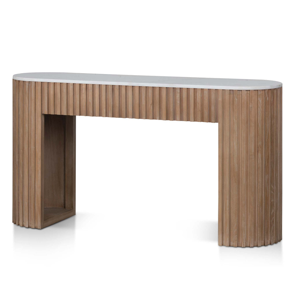 1.6m White Marble Ferrara Console Table - Natural