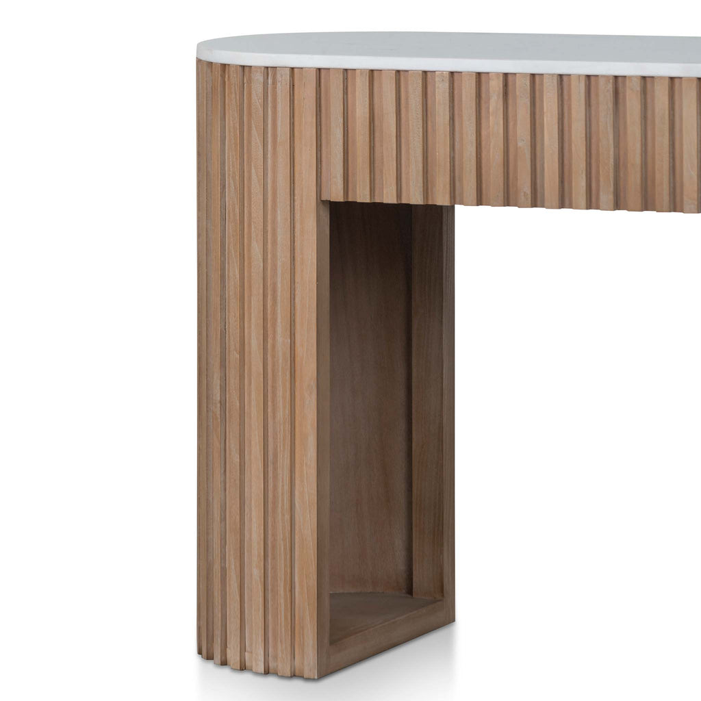 1.6m White Marble Ferrara Console Table - Natural