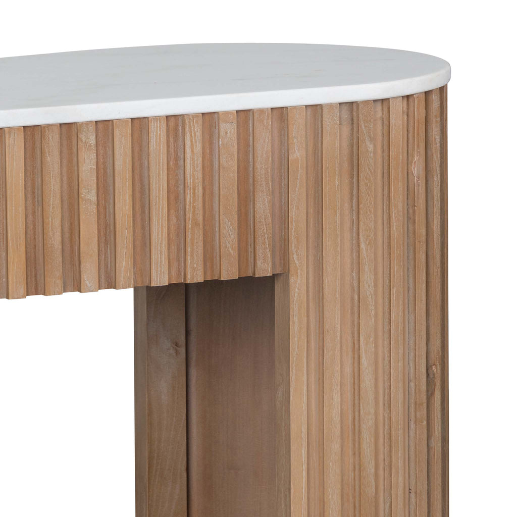 1.6m White Marble Ferrara Console Table - Natural