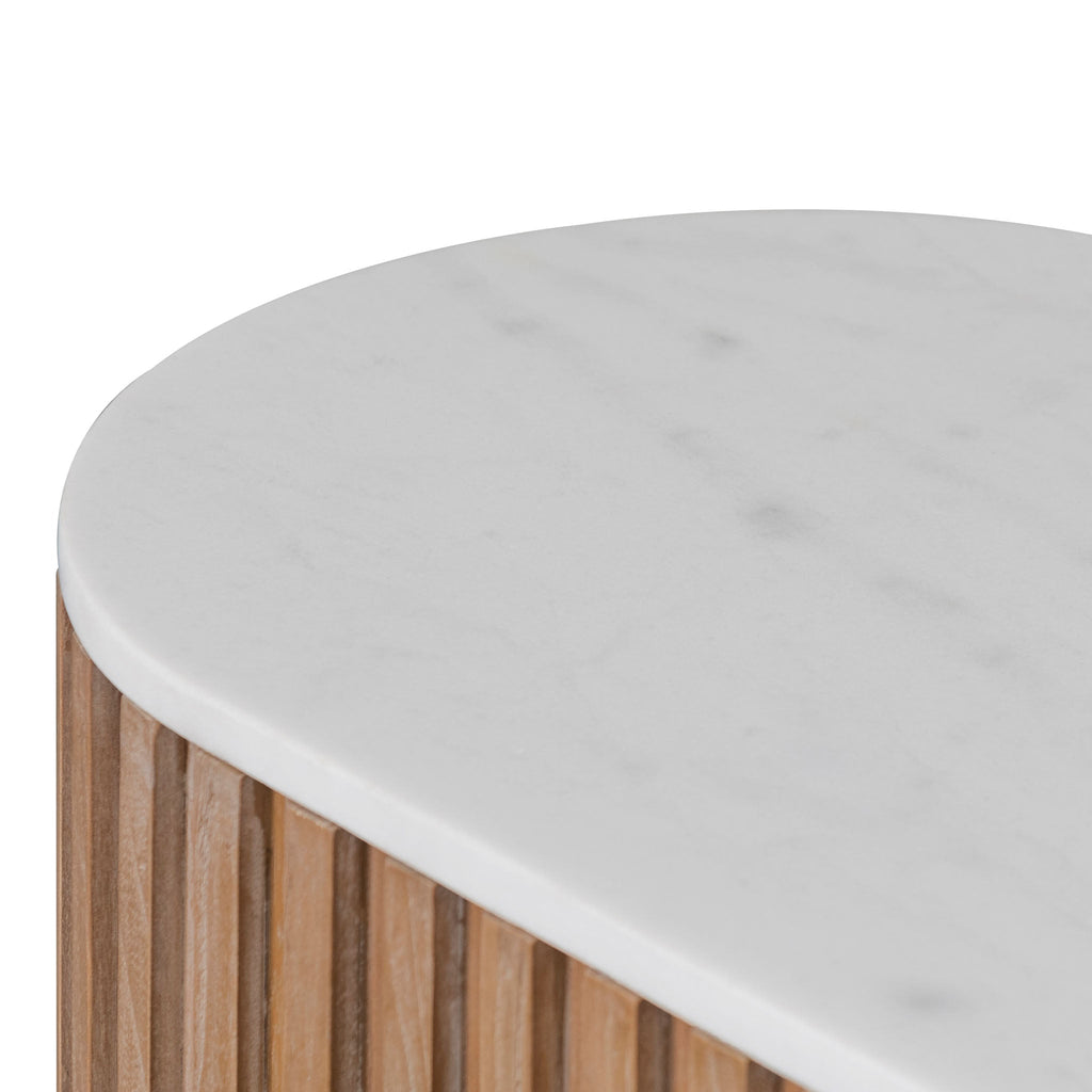 1.6m White Marble Ferrara Console Table - Natural