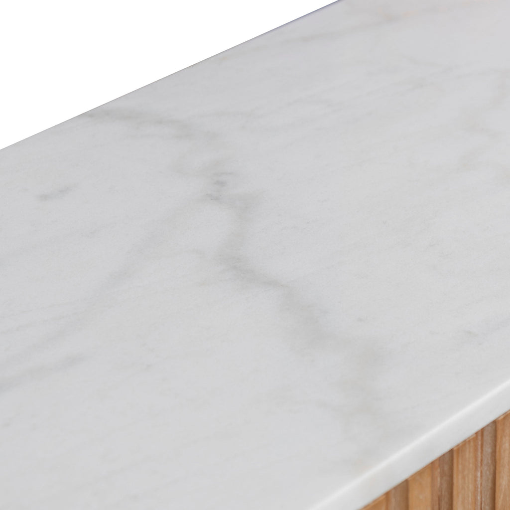 1.6m White Marble Ferrara Console Table - Natural