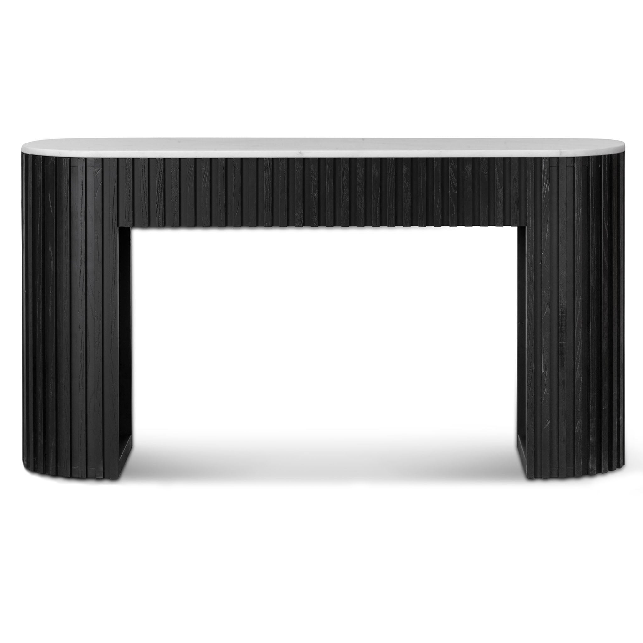 1.5m White Marble Ferrara Console Table - Black