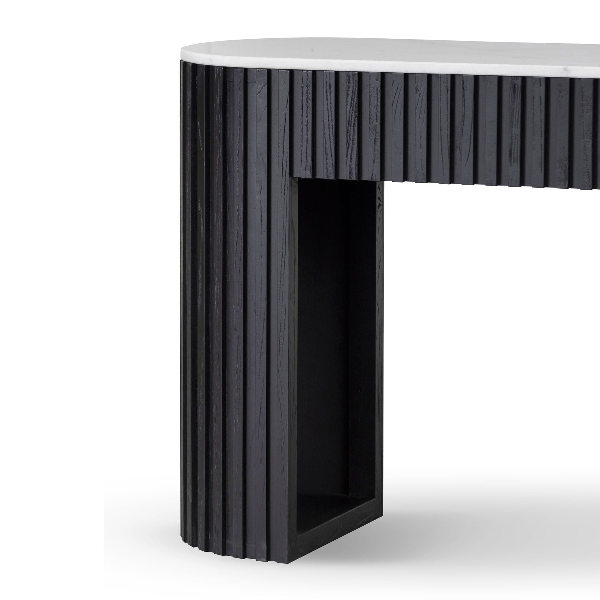 1.5m White Marble Ferrara Console Table - Black