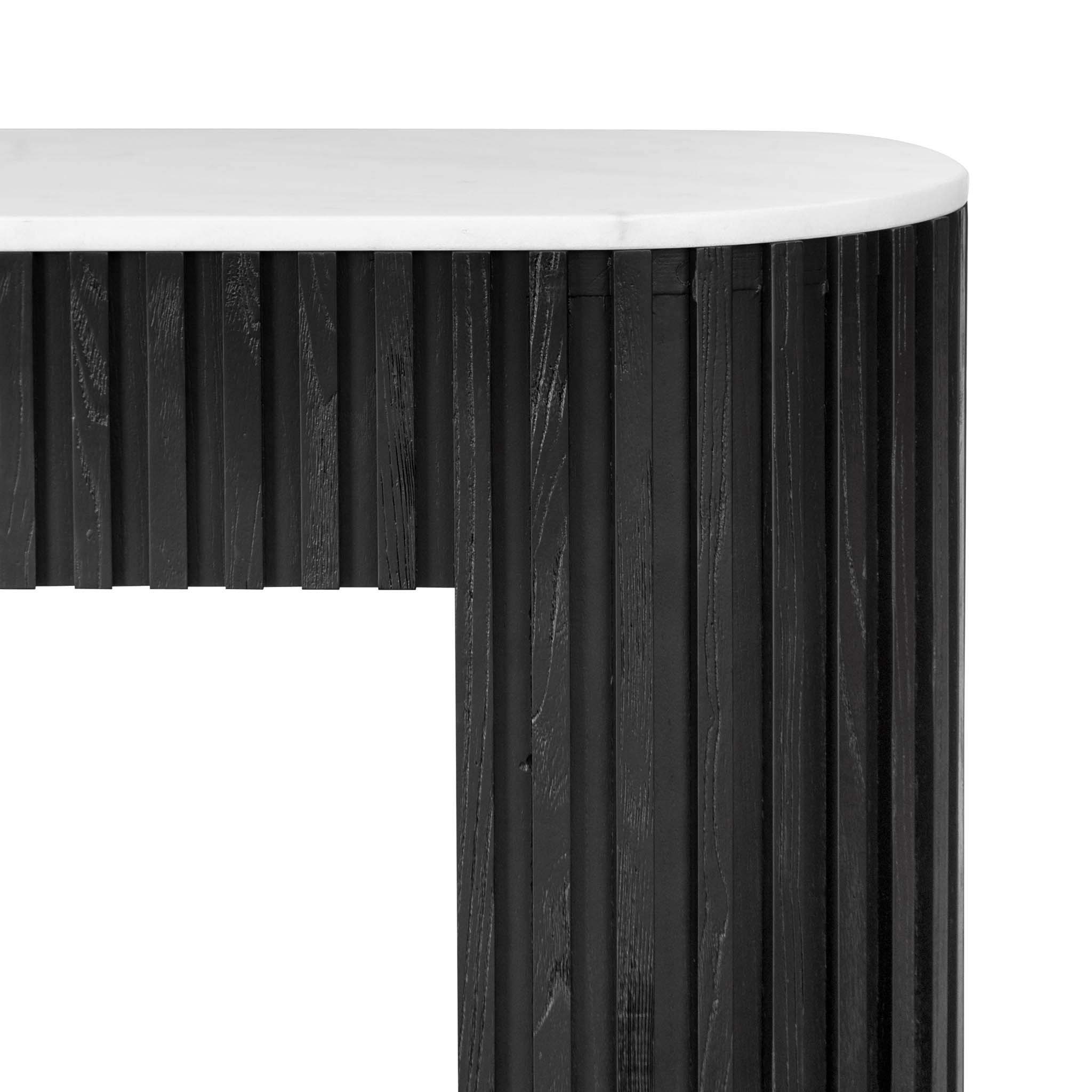 1.5m White Marble Ferrara Console Table - Black