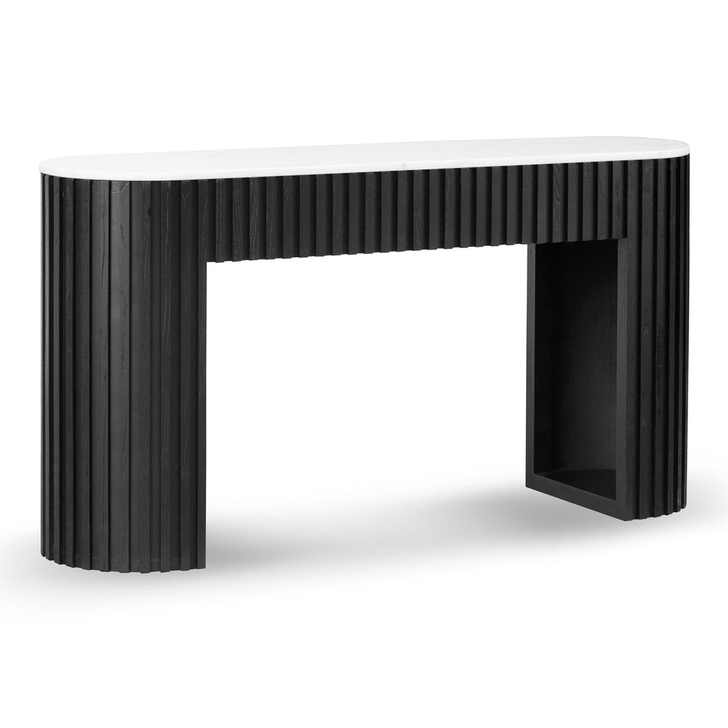 1.5m White Marble Ferrara Console Table - Black