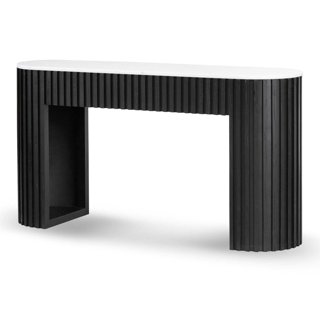1.5m White Marble Ferrara Console Table - Black