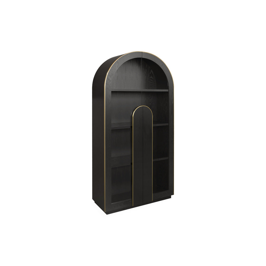 2m (H) Genova Glass Cabinet - Textured Espresso Black