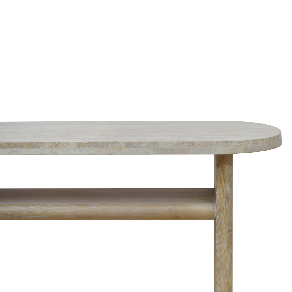 Travertine Marble 1.22m Ferrara Console Table - White Wash
