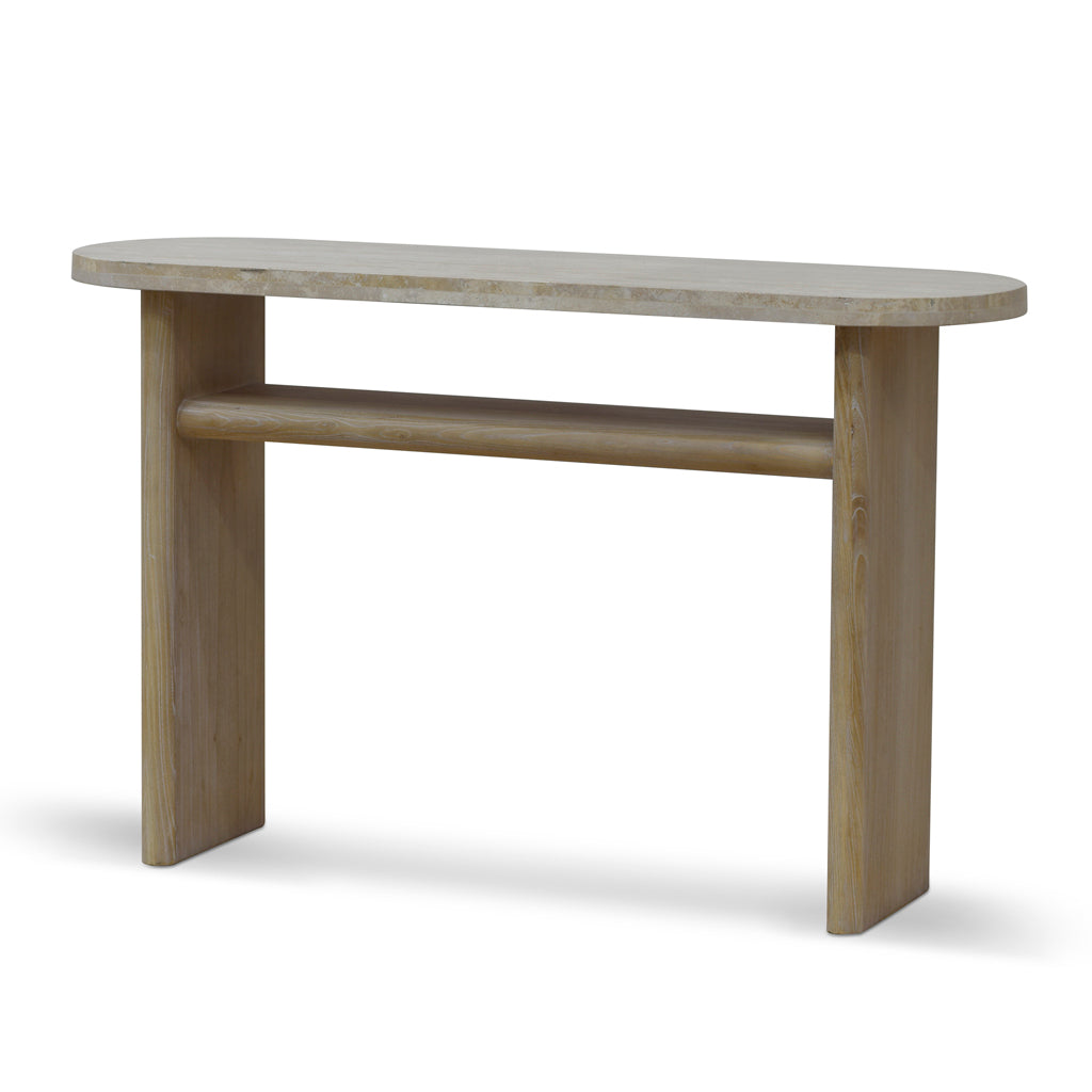 Travertine Marble 1.22m Ferrara Console Table - White Wash