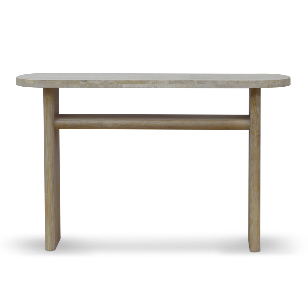 Travertine Marble 1.22m Ferrara Console Table - White Wash