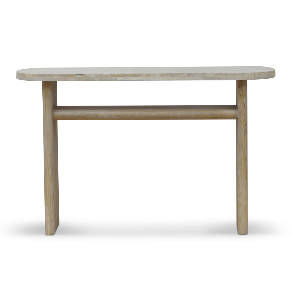 Travertine Marble 1.22m Ferrara Console Table - White Wash
