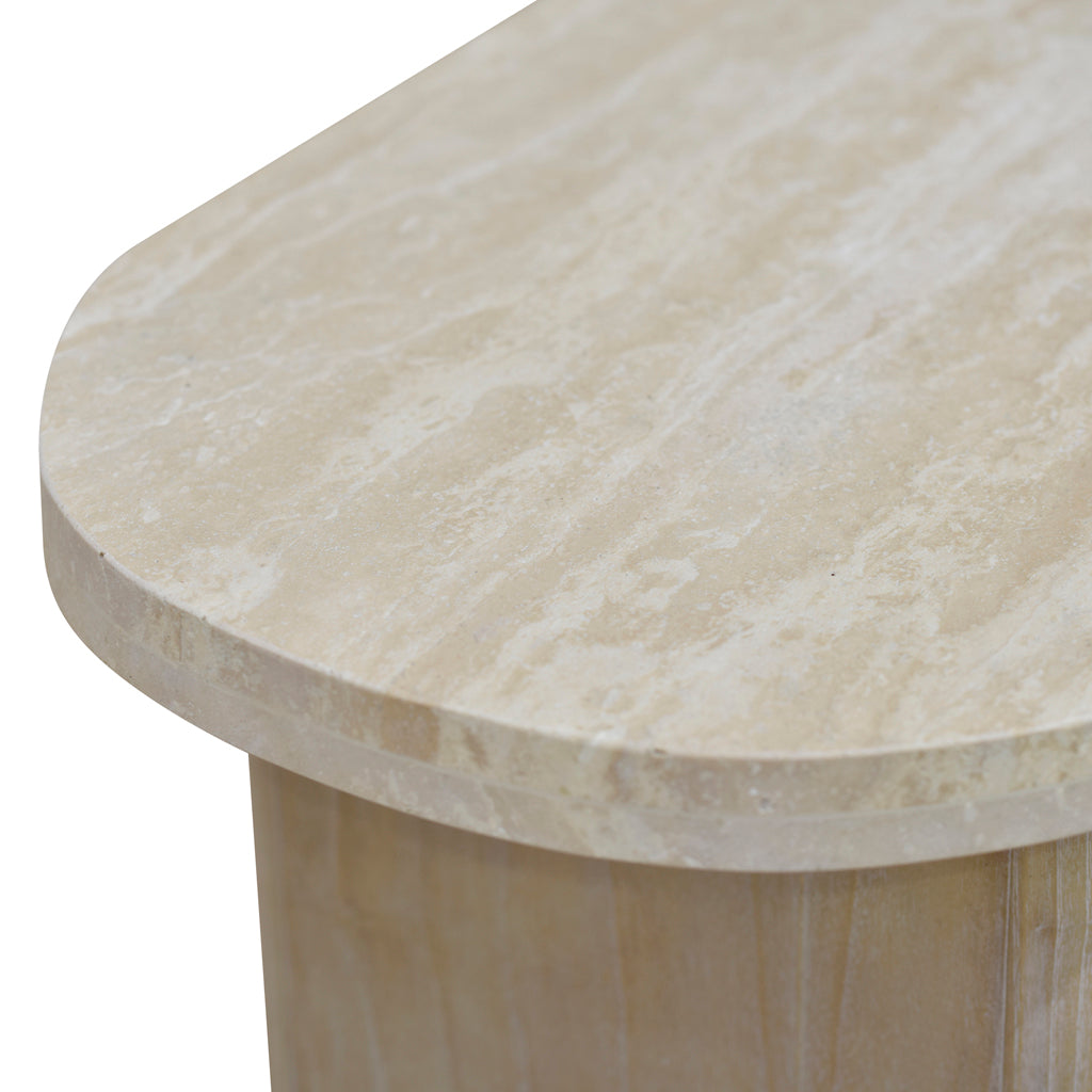 Travertine Marble 1.22m Ferrara Console Table - White Wash