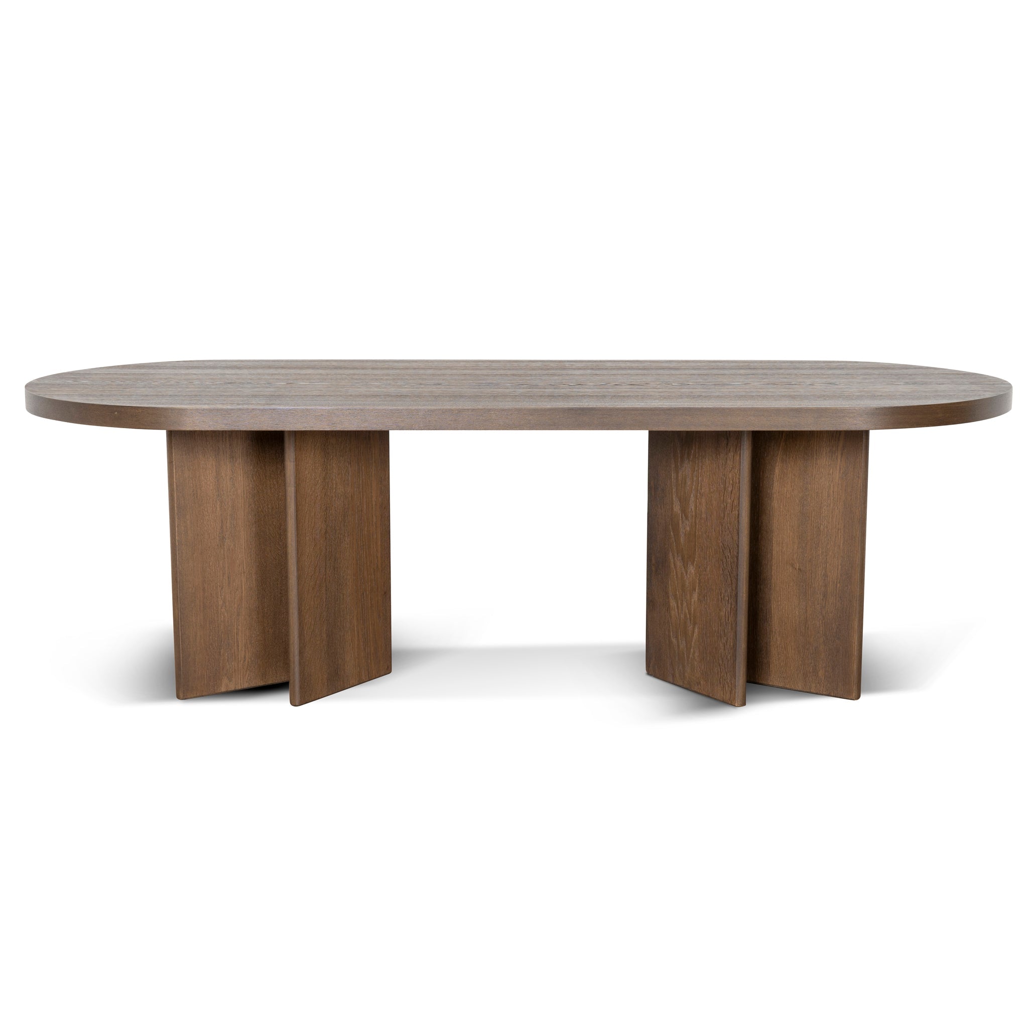 2.4m Pill Shape Siena Dining Table - Caramel Oak