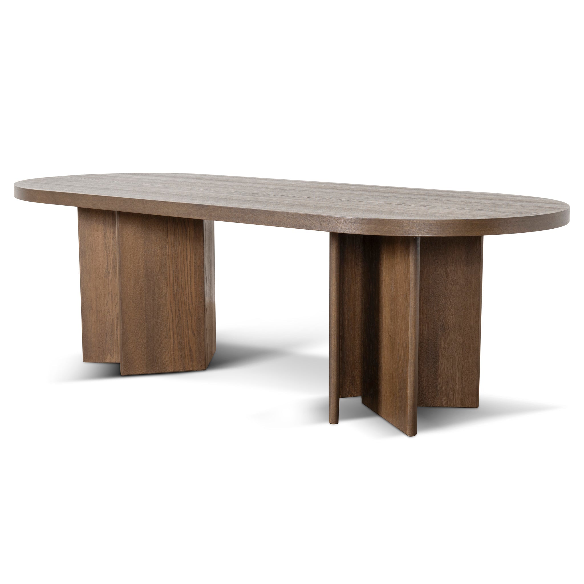 2.4m Pill Shape Siena Dining Table - Caramel Oak