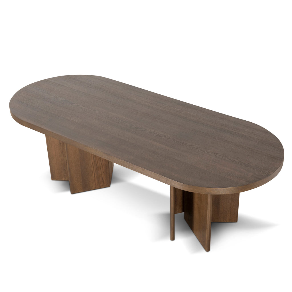 2.4m Pill Shape Siena Dining Table - Caramel Oak