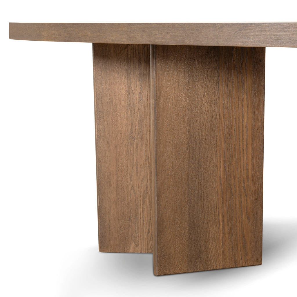 2.4m Pill Shape Siena Dining Table - Caramel Oak