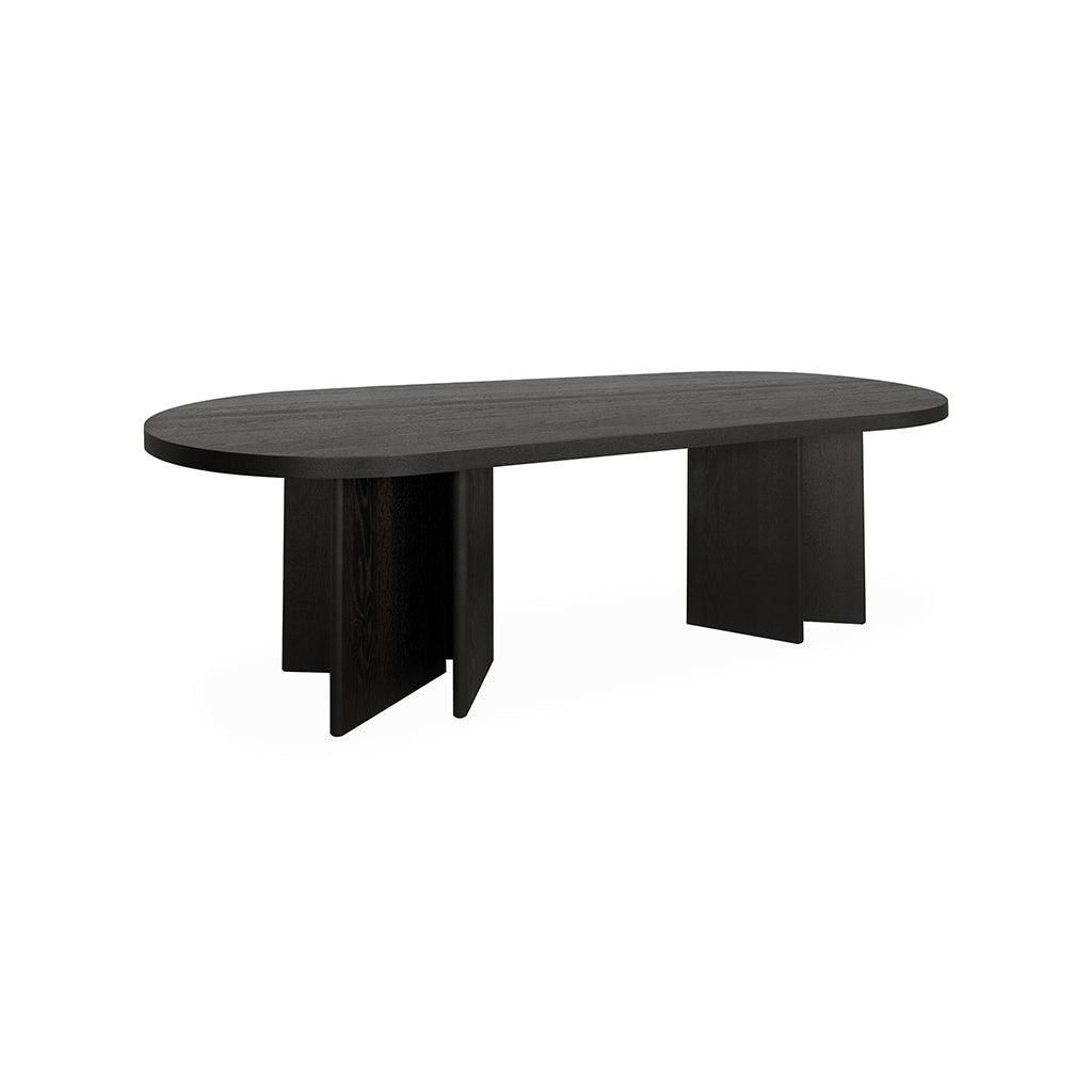 2.4m Pill Shape Siena Dining Table - Textured Espresso Black