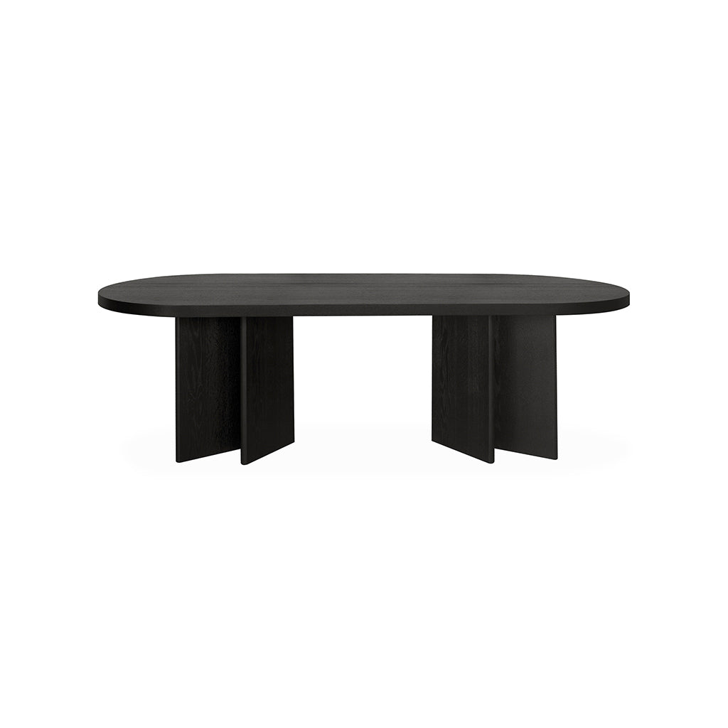 2.4m Pill Shape Siena Dining Table - Textured Espresso Black