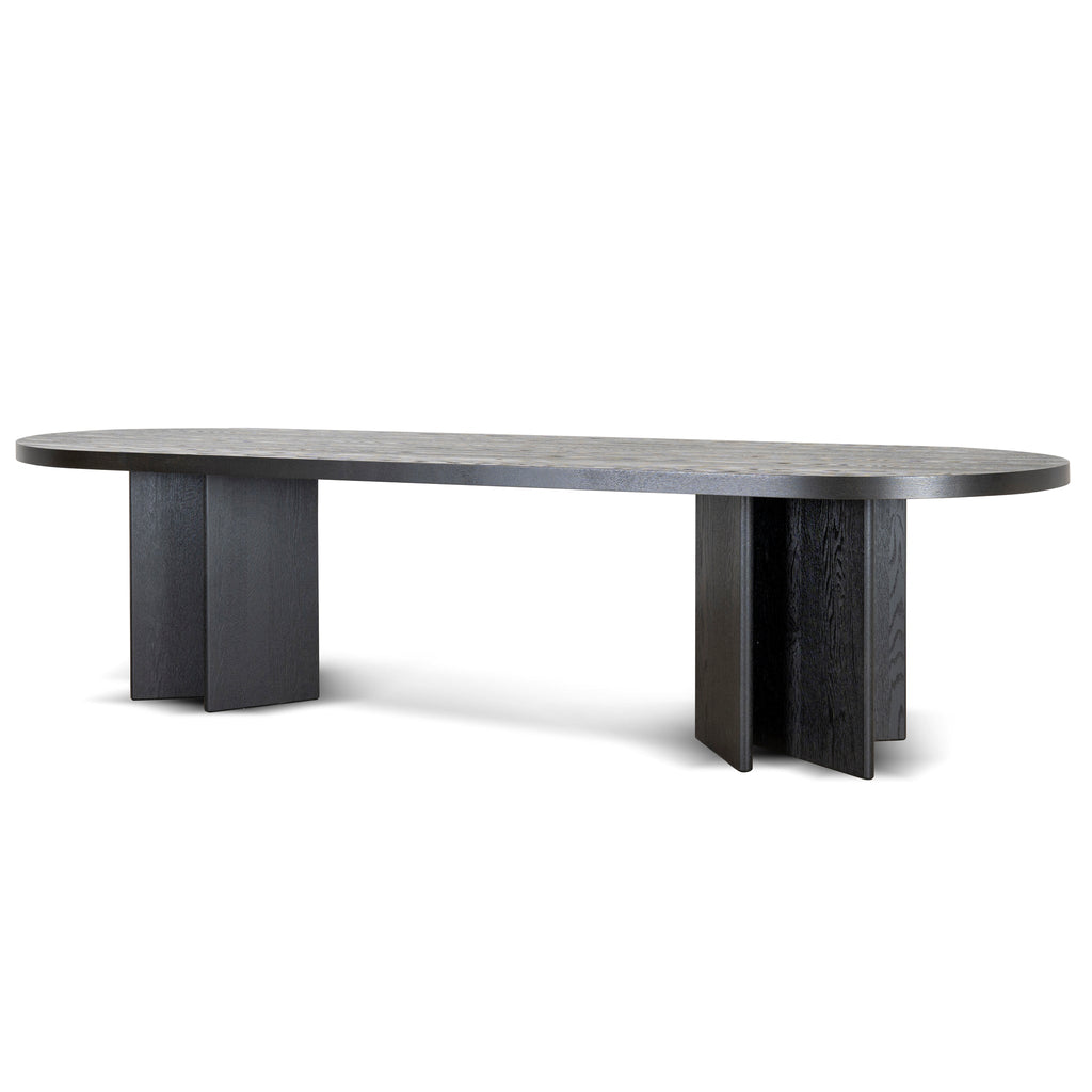 3m Pill Shape Siena Dining Table - Textured Espresso Black
