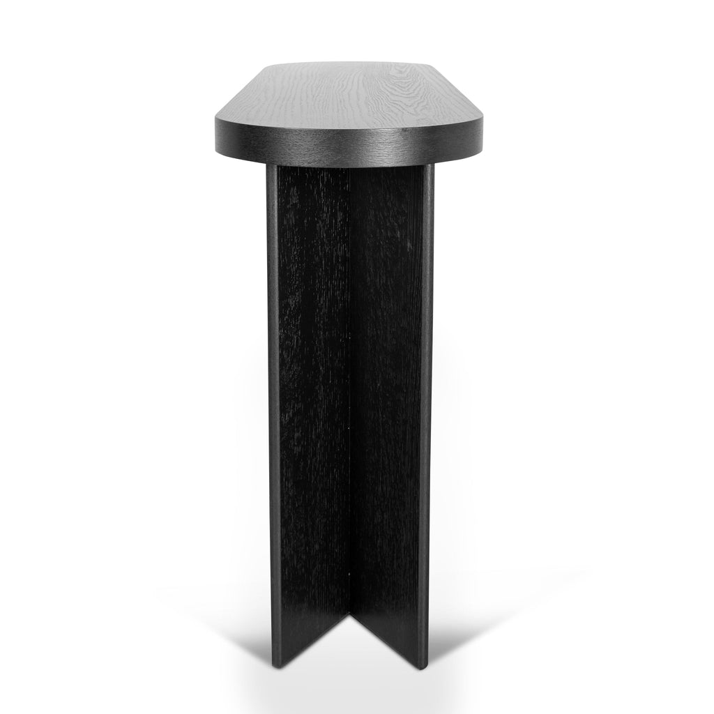 1.3m Pill Shape Ferrara Console Table - Textured Espresso Black