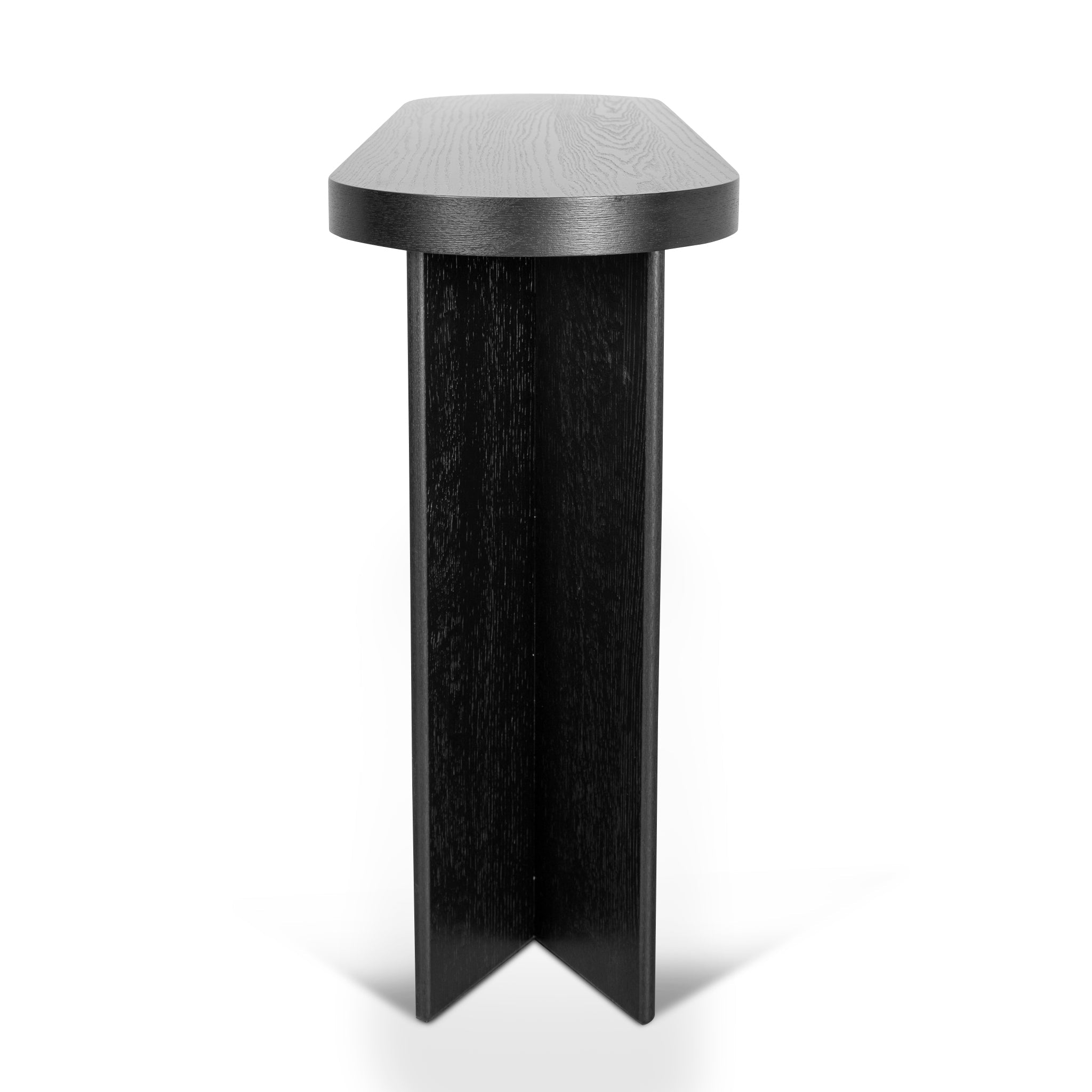 1.3m Pill Shape Ferrara Console Table - Textured Espresso Black
