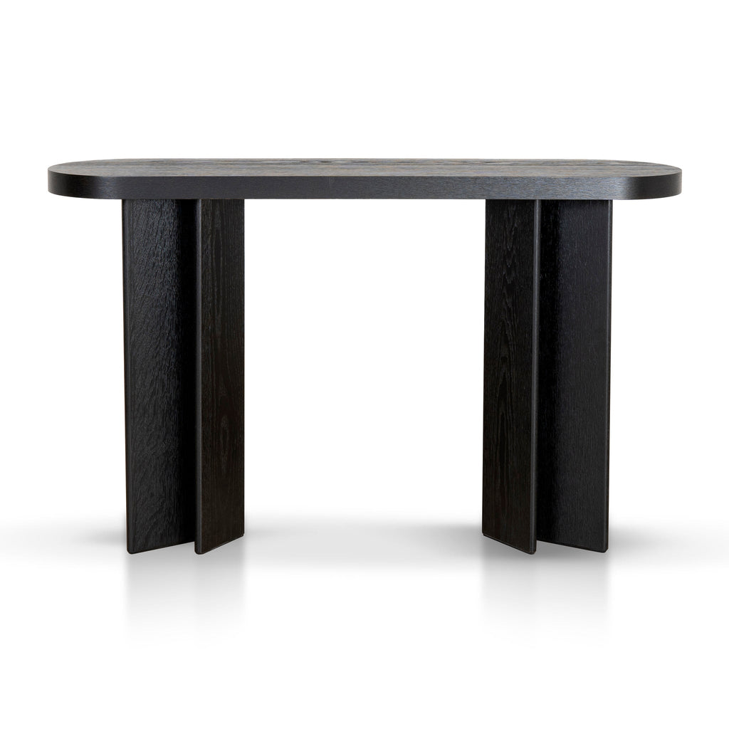 1.3m Pill Shape Ferrara Console Table - Textured Espresso Black