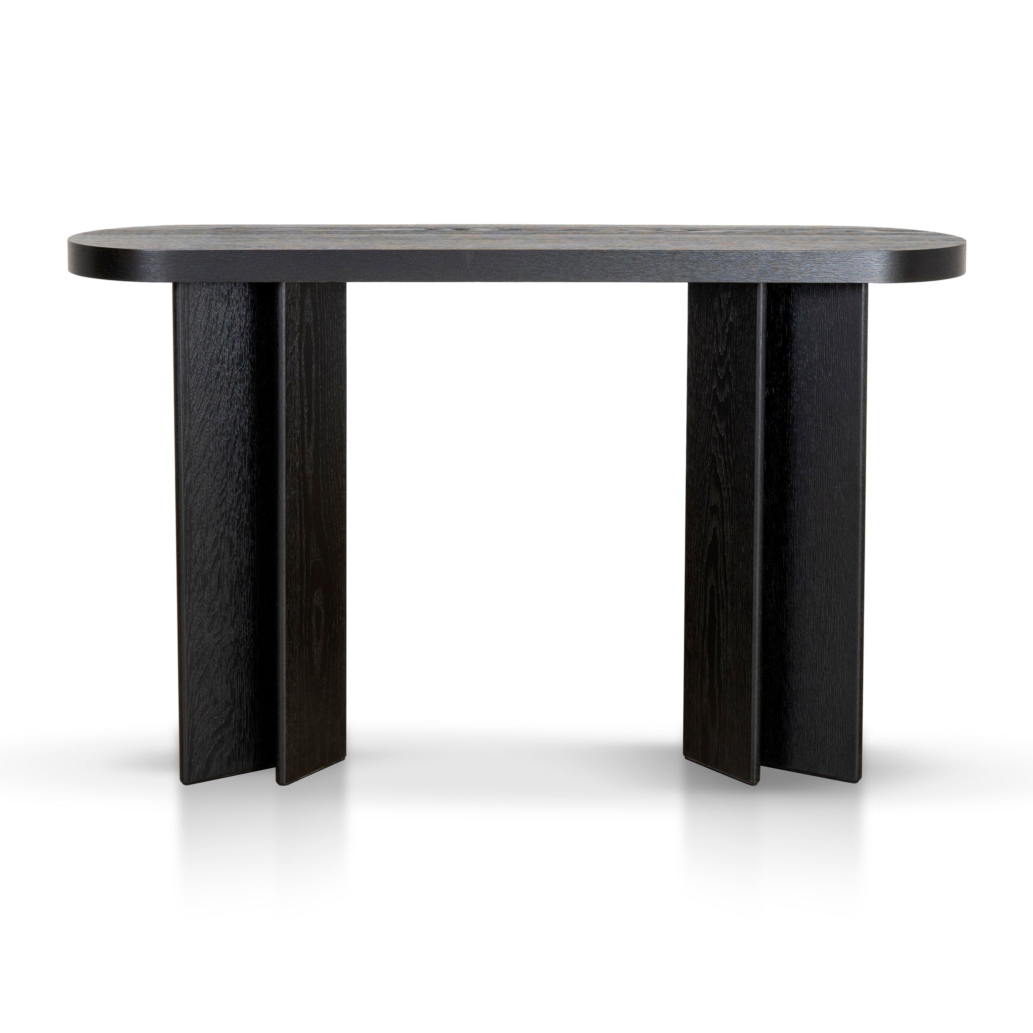 1.3m Pill Shape Ferrara Console Table - Textured Espresso Black