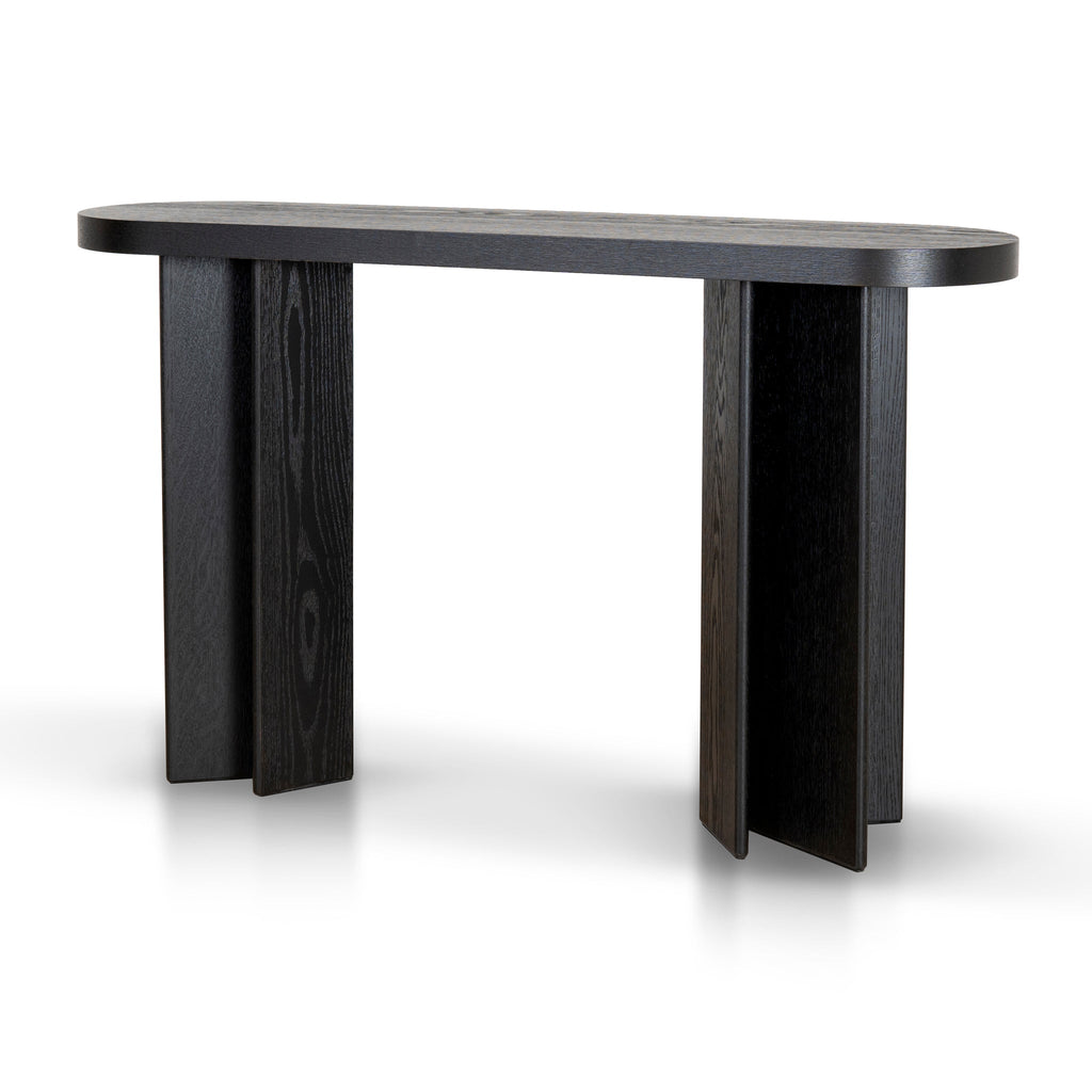 1.3m Pill Shape Ferrara Console Table - Textured Espresso Black