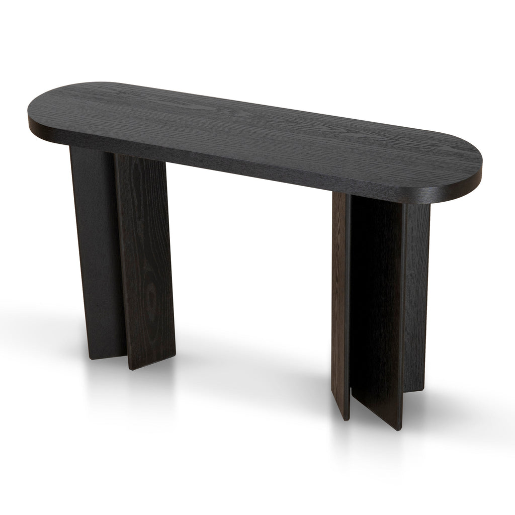 1.3m Pill Shape Ferrara Console Table - Textured Espresso Black
